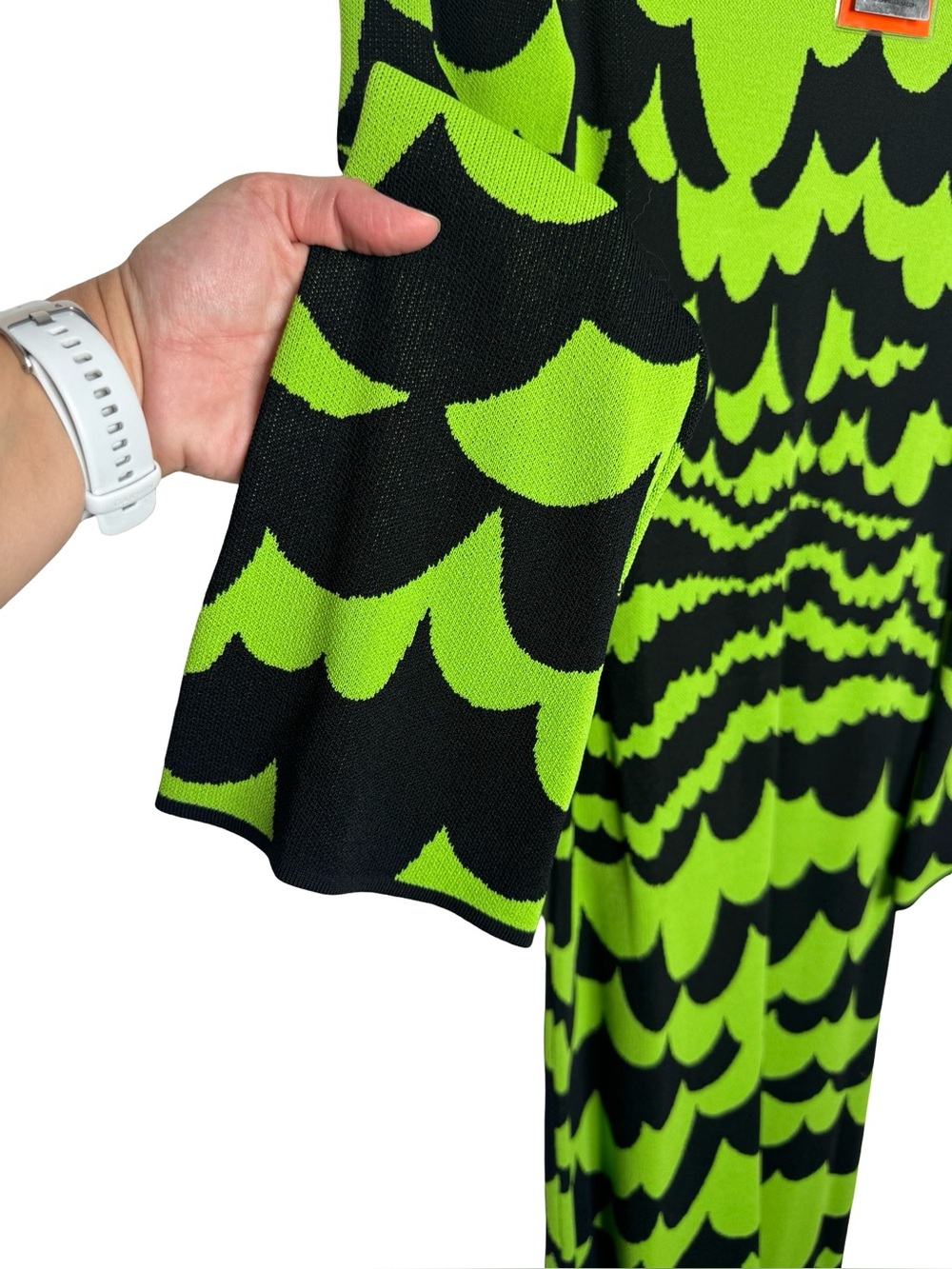 Simon Miller Green and Black Long Sleeve Midi Dress - Picture 4 of 13